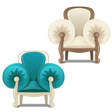 Two chairs with soft armrests. Vector illustration. Stock Illustration