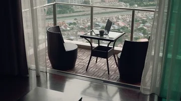 Two Chairs at Terrace Video stock 86000810