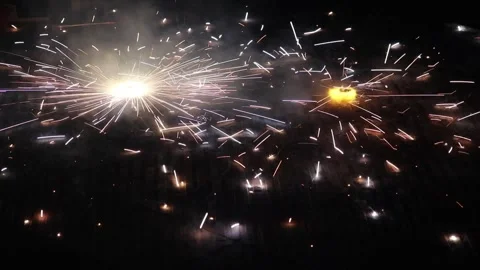 Two chakkar cracker was sparkling and circulating continuously Stock Footage 274702070
