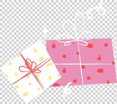 Two chalk sketch gift boxes are floating on transparent background, showing Stock Illustration