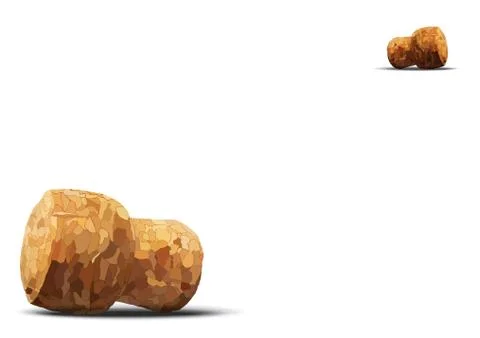 Two champagne cork lie on diagonal white Stock Illustration