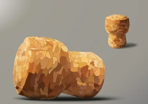 Two champagne cork lying and standing Stock Illustration
