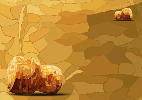 Two champagne corks lying of mosaics Stock Illustration