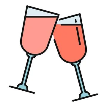 Two champagne flutes clinking celebrating a party event Stock Illustration