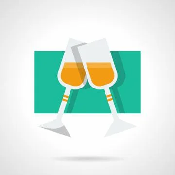 Two champagne glasses flat vector icon Stock Illustration