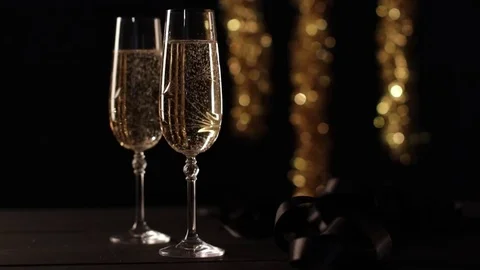 Two champagne glasses Stock Footage 81166696