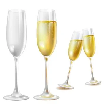 Two champagne glasses over white background Stock Illustration