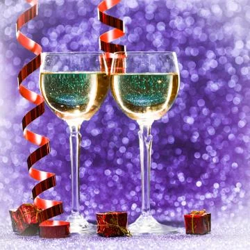 Two champagne glasses Stock Photos