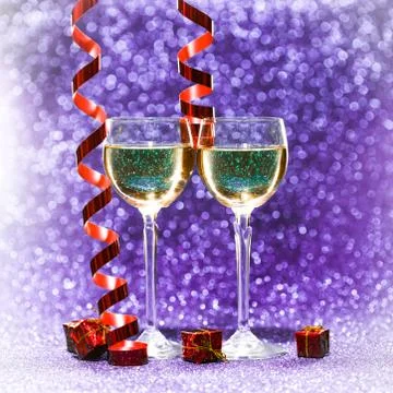 Two champagne glasses Stock Photos