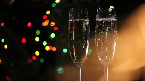 Two champagne glasses. For Title Stock Footage 71617125