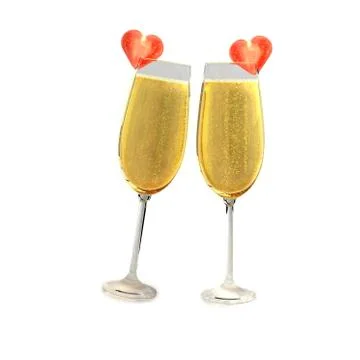 Two champagne glasses with two tomatoes Stock Illustration