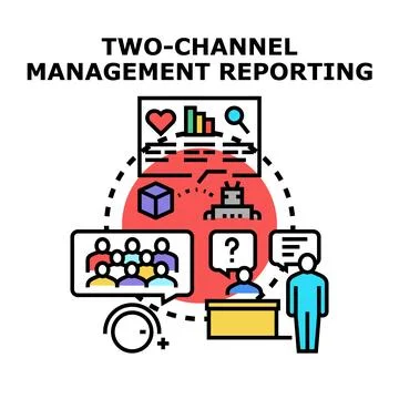 Two channel management reporting strategy with data analysis Stock Illustration