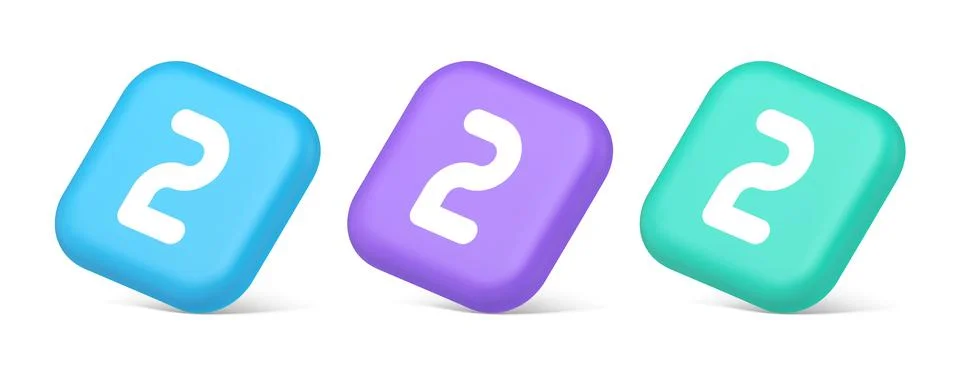 Two character button numeral cyberspace calculation service 3d realistic blue Illustrazione stock