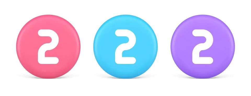 Two character button numeral cyberspace calculation service 3d realistic pink Illustrazione stock