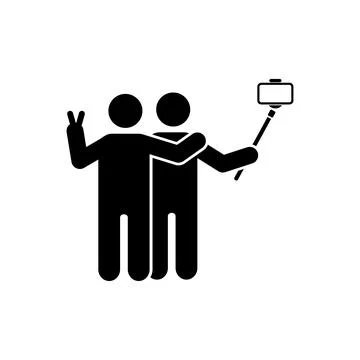 Two characters taking a selfie together icon Stock Illustration