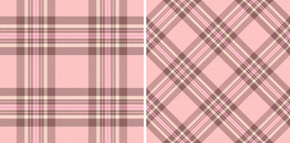 Two charming pink plaid patterns, perfect for textile designs, scrapbooking,  Stock Illustration