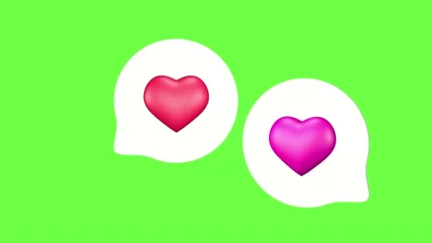 Two chat icons with hearts. 3D animation on a green screen. Stock Footage 239995246