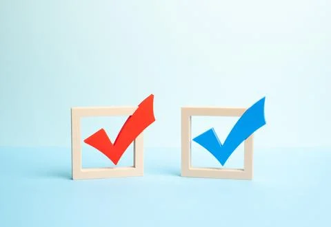 Two checkboxes for voting. Elections or referendum between competing partie.. Stock Photos