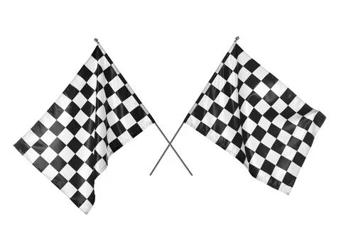 Two checkered finish flags isolated on white Stock Photos