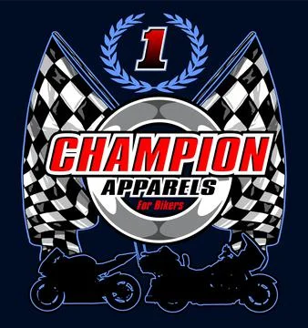 Two checkered flags with logo Stock Illustration