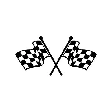 Two Checkered Flags Racing Icon. Competition symbol. Game icon. Stock Illustration
