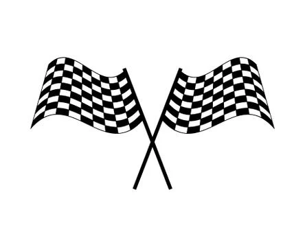 Two checkered race flag isolated on white background Stock Illustration