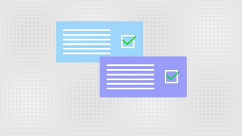 Two checklist cards with green checkmarks, symbolizing task completion, app.. Stock Footage 310531257