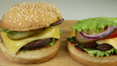 Two cheeseburgers Stock Footage 241817353