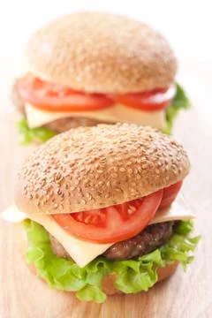 Two cheeseburgers Stock Photos