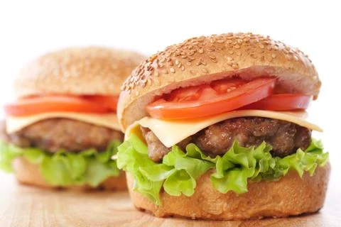 Two cheeseburgers Stock Photos
