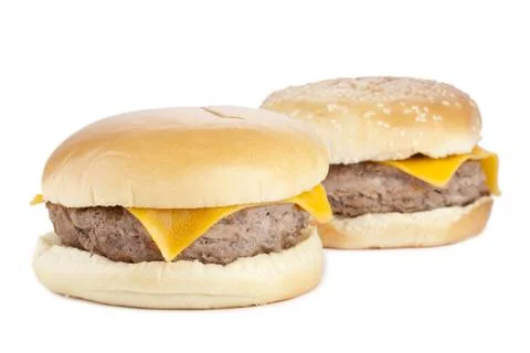 Two cheeseburgers Stock Photos
