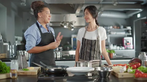 Two Chefs Cook Talk Stock-Footage 169478356