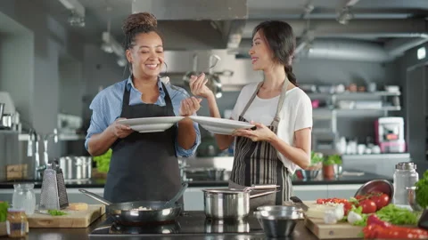 Two Chefs Cook Talk Stock-Footage 169478393