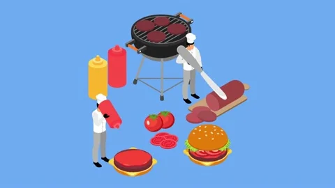Two chefs preparing a hamburger Stock Footage 172131349