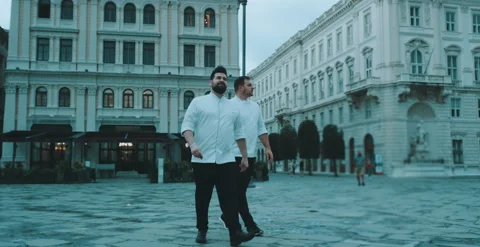 Two chefs walk toward camera Stock Footage 204973398