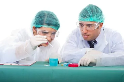 Two chemists making experiments Stock Photos