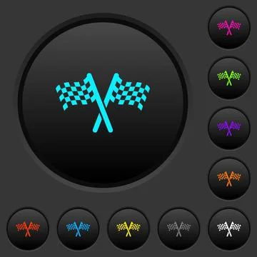 Two chequered flags dark push buttons with color icons Stock Illustration