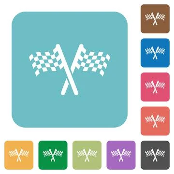 Two chequered flags rounded square flat icons Stock Illustration