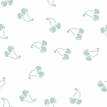 Two cherries branch glyph vector seamless pattern Illustrazione stock