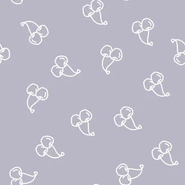 Two cherries branch line vector seamless pattern Stock Illustration