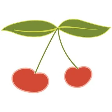 Two cherries isolated on white background Illustrazione stock