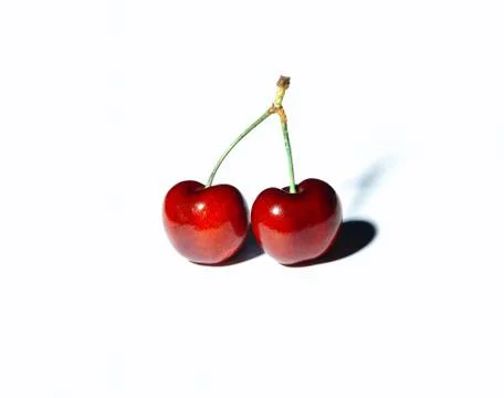 Two cherries isolated on white background Foto stock