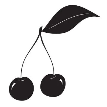Two cherries with leaf. Vector Illustration. Stock Illustration