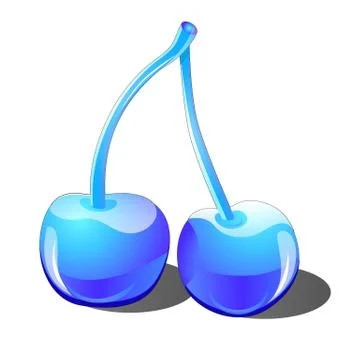 Two cherries made of ice and glass isolated on white background. Vector Stockillustratie