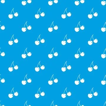 Two cherry berries pattern seamless blue Stock Illustration