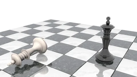 Two chess figures on the playing field. Black king is a winner Stock Footage 76940534