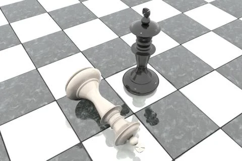 Two chess figures on the playing field. Black king is a winner Stock Illustration