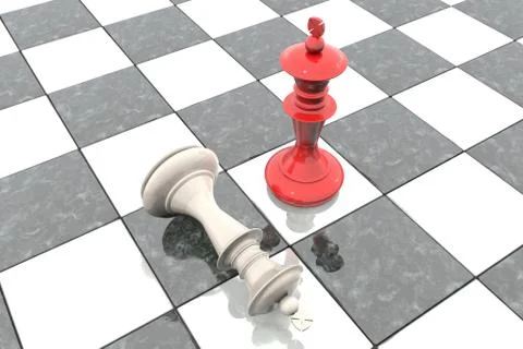 Two chess figures on the playing field. Red king is a winner and a loser white Stock Illustration