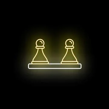 Two chess pawns glowing neon strategy game icon Stock Illustration