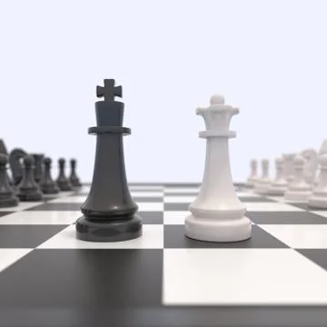 Two chess pieces on a chessboard Illustrazione stock